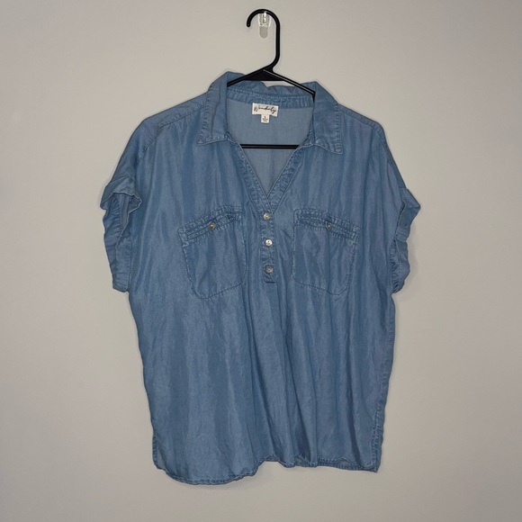 Wonderly Tops - Wonderly Blue Denim Blouse